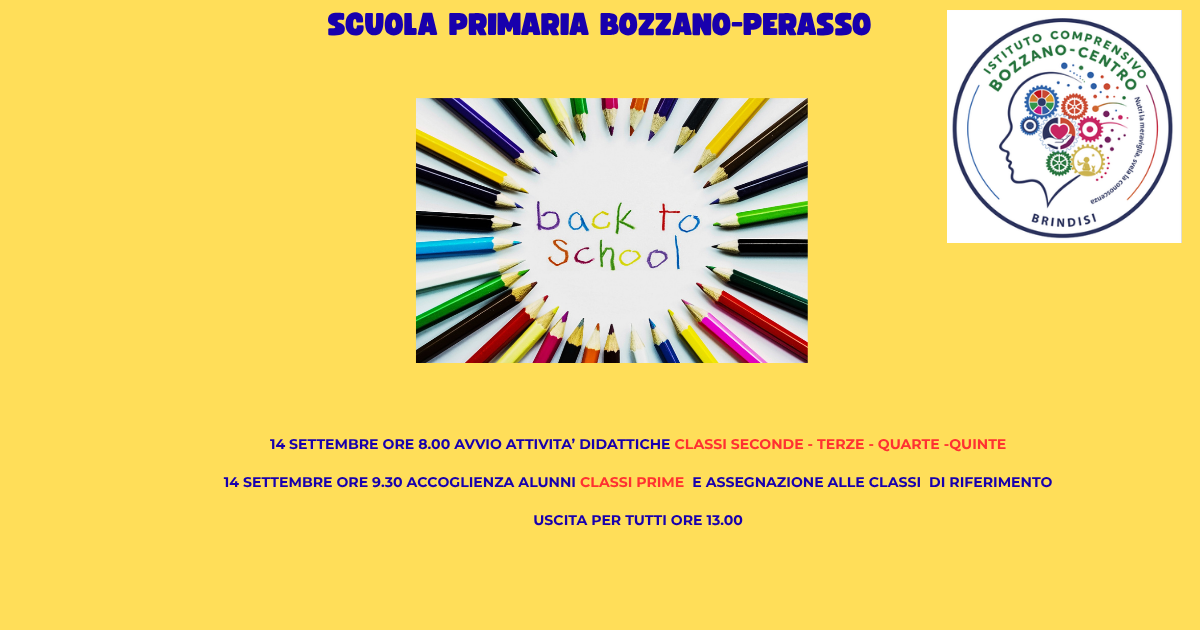 PRIMO GIORNO DI SCUOLA PRIMARIA BOZZANO-PERASSO